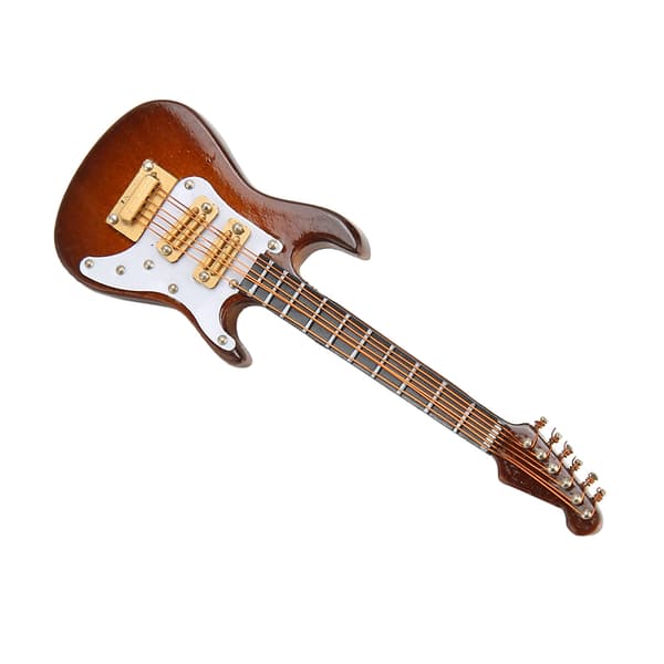 [RM]Mini Electric Guitar Model Red White 9.9cm Length Table Display with Box Brown