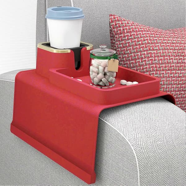 [RM]Sofa Cup Holder, Silicone Spill-Proof Sofa Drink Holder, Red