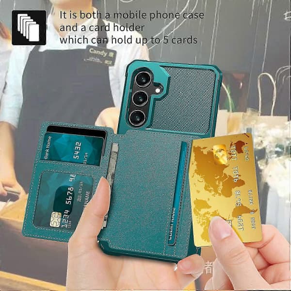 ZM03 Samsung A55 5G -kotelo lompakolla ja magneettisella autotelineellä Multicolor Style E