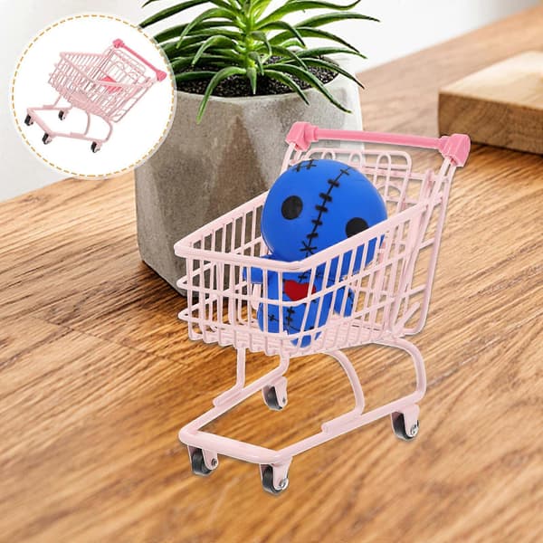 Fotorekvisitt Handlevogn for dekorasjon 2 stk rosa mini diversevogn