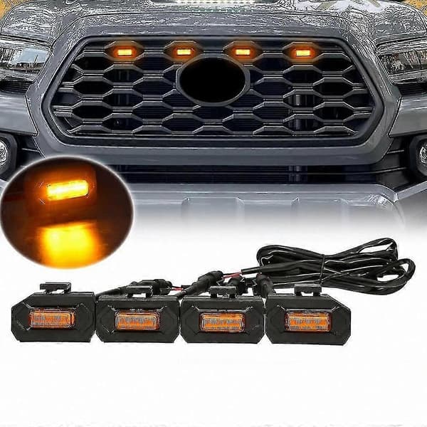 4 stk. LED-frontgrilllamper til terrænsport 2020-2021 ekstern brug blackyellow