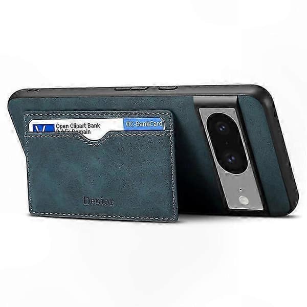 Retro nahkainen TPU PC -puhelinkotelo korttipidikkeellä Pixel 8:lle Blue