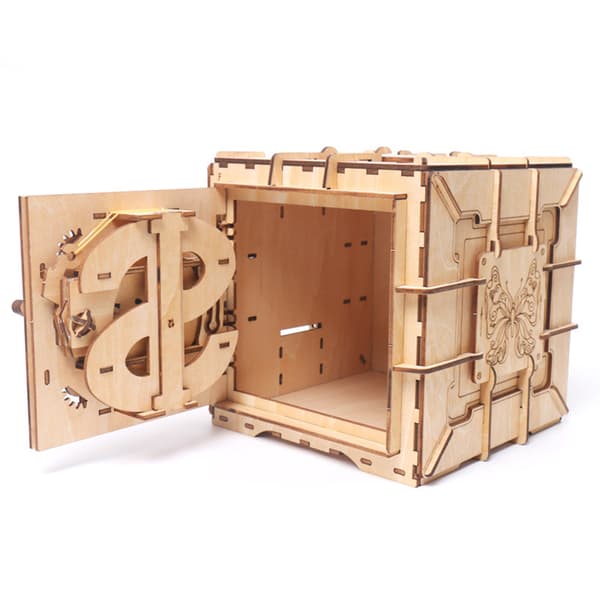 [RM]Advanced Security Mechanism, DIY Wooden Safe with Working Combination Lock, 3D Mechanical Model Building Kit for Adults, Challenging Brain Teaser with
