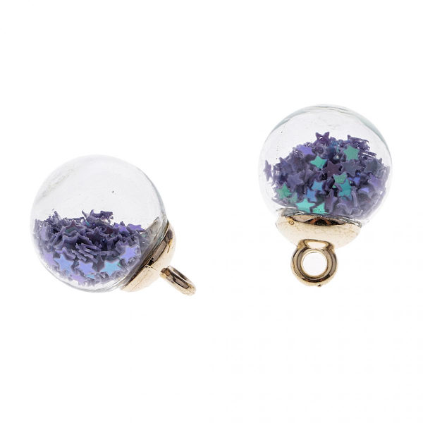 10 Stycken 16mm Små Stjärna Glasboll Berlocker Hänge DIY Hantverk lila