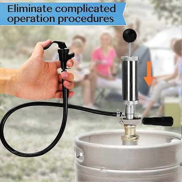 Fustpumpe, D-system 4 tommers krom ølfustpumpe med ølkran, for amerikanske ølfust, Molson, Busch, Miller as shown