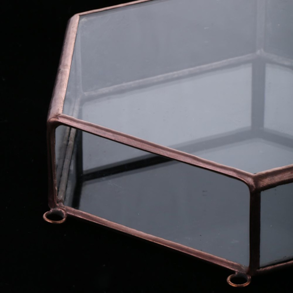 Geometrisk Glas Terrarium Låda Planteringskärl Suckulent Planteringskärl Väggdekor Koppar