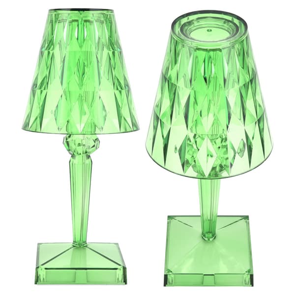 [RM]LED Crystal Table Lamp Transparent Prism Dimmable USB Charging Desk Lamp Green