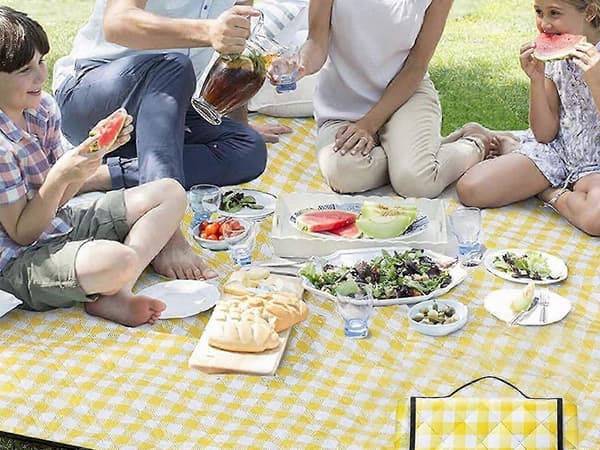 150x200cm Foldbar Picnictæppe Vandafvisende Strand Camping Tæppe Måtte Gul