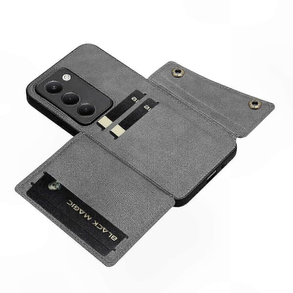 Læder TPU Telefoncover med Kortpladser og Støttefod til 15 5G (EU) 171mm Model