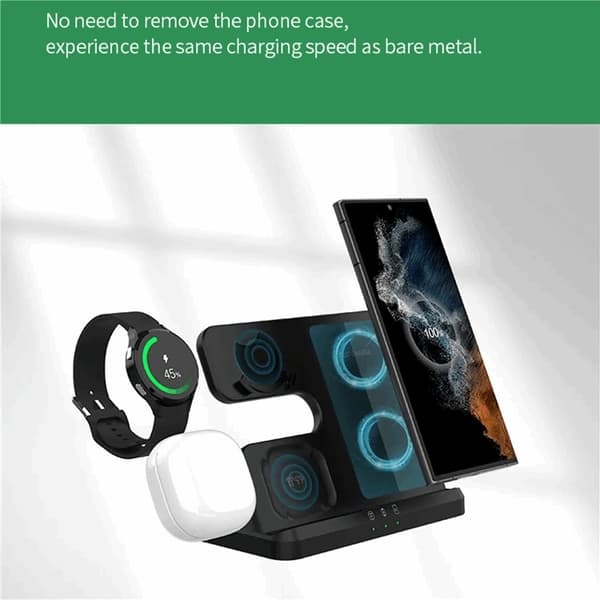 3-i-1 Trådløs Oplader Samsung Galaxy - Buds - Watch Sort Svart black