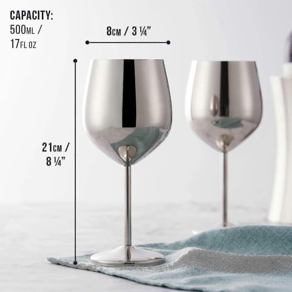Elegante vinglas i rustfrit stål sølv - robuste og ubrydelige - 1 stk [MI]