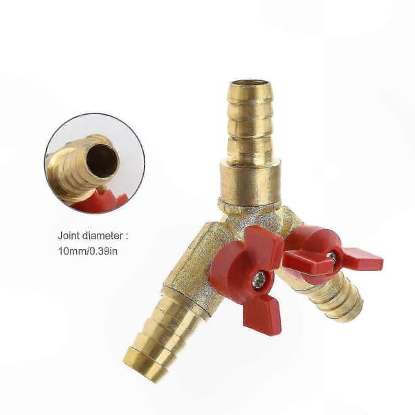 Y-Type 3-vejs slangeadapter, 10 mm messingfitting til luft, vand, gas, EU-standardtilslutning