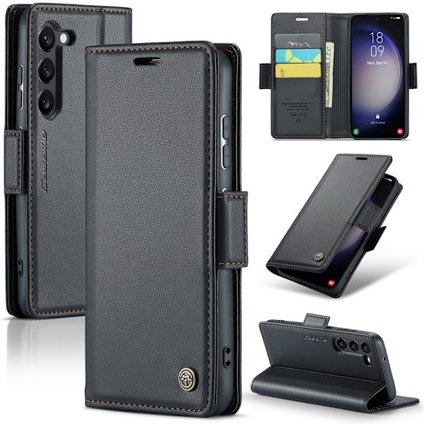CASEME Galaxy S24 Plus -kotelo RFID-nahkaa, musta 87