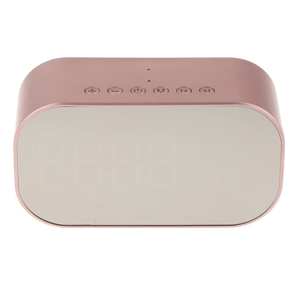 Bluetooth Väcknings Stereo Högtalare med Trådlös Roséguld LED Spegel