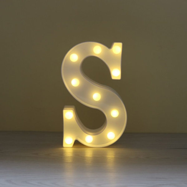 Kreativ LED-lampa alfabet LED alfabet bokstavslampa lyser upp S