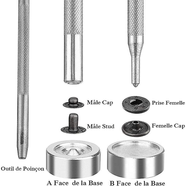 120 Set Läder Tryckknappar Kit 6 Färg Metall Tryckknappar Med 4st Fästverktyg För Kläder, Läder, Jacka, Denim Kläder, Väskor, Armband 2 Storlekar