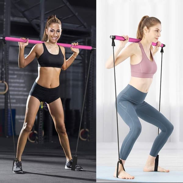 [RM]Resistance Band Portable Pilates Bar Kit Adjustable Toning Exercise Bar
