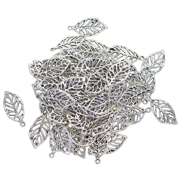 50 stycken ihåliga löv berlocker prydnadsföremål hänge dekorationer metall hantverk för smycken gör DIY örhängen halsband