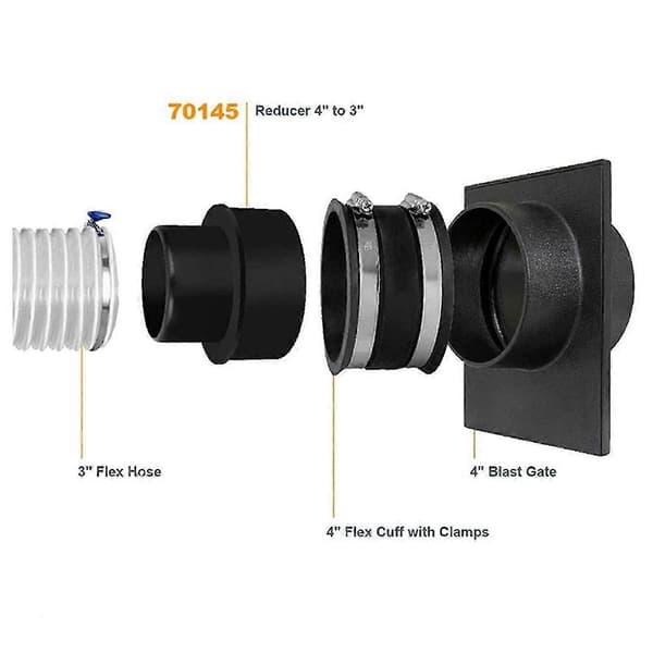 70145 4-tommer til 3-tommer Reducer, 4 til 3 Kanal Reducer, Inline Kanalventilator, Gro Telt Ventilationssystem