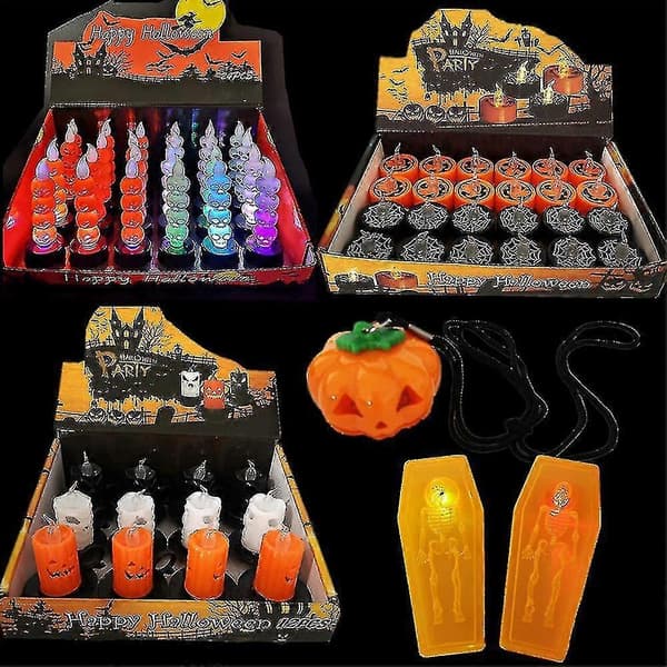 5 stk LED-gresskarlys halskjede kompatibelt med barn voksne Halloween-tilbehør