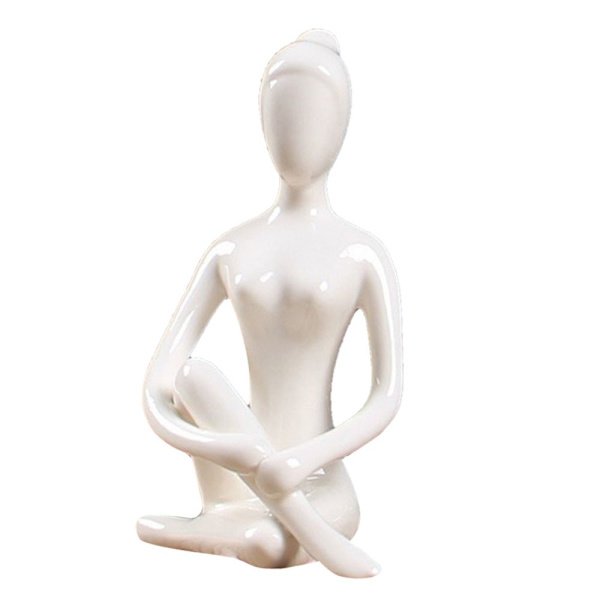 Keramisk yogafigur prydnad staty skulptur zen trädgård hem kontor dekor 05