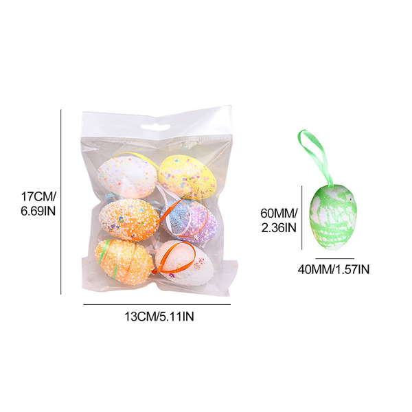 6 st Färgglada Målade Påskägg Hängande Ornament för DIY Hantverk Heminredning Nya C