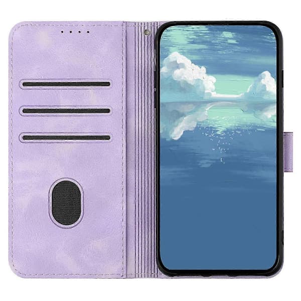 Til Samsung Galaxy S25 Deksel i Skinn Geometrisk Mønster Light Purple