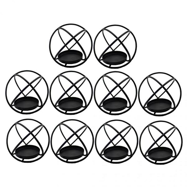 10x Geometrisk Ljusstake Ihålig Värmeljushållare Med Kopp Svart