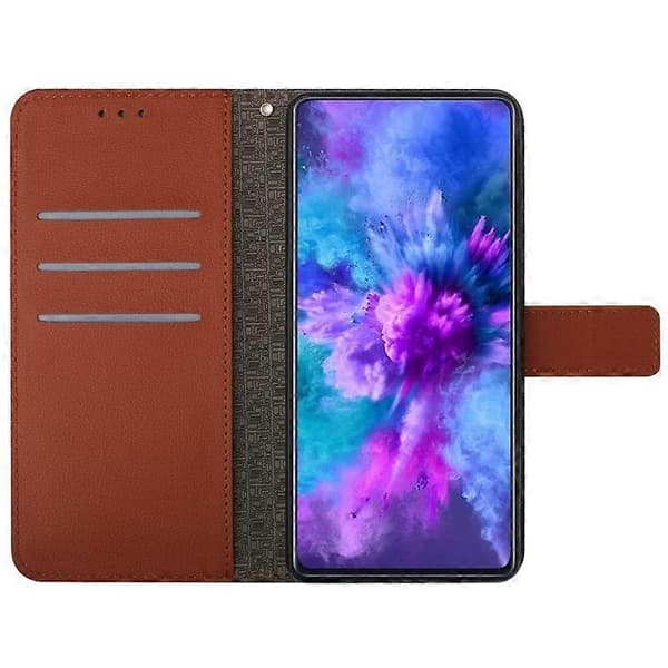 Kompatibelt plånboksfodral för Samsung Galaxy A17 med präglat PU-läder och flip-design Brown