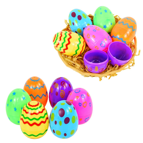 12-pack Påsk flerfärgade plastägg godis chokladask DIY 12pcs