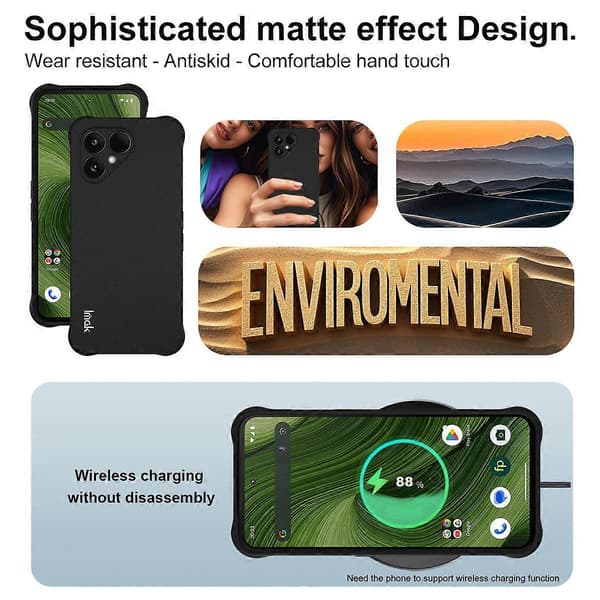 TKdaddy IMAK til Fairphone (Gen. 6) Deksel TPU Mobilskall Airbag Støtsikker Beskyttelse Matt Svart