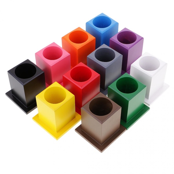 Montessori Färgkit 11 Färgpennshållare Träleksak för Barn