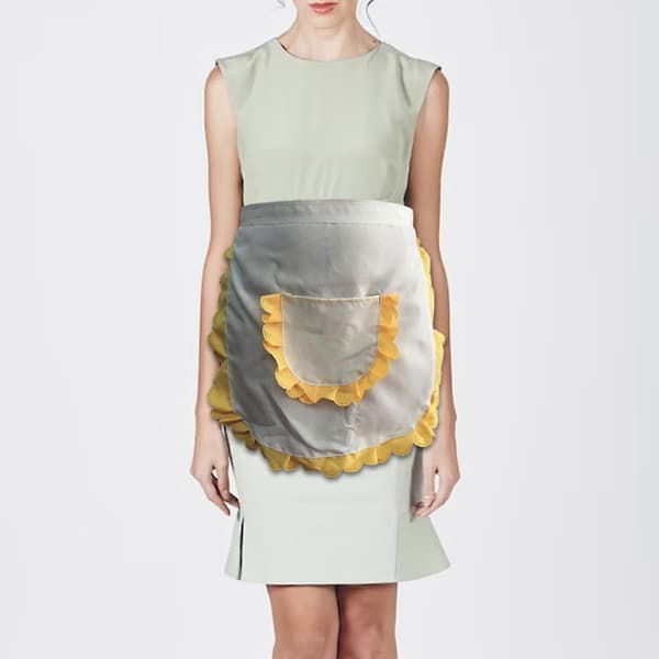 Ruffled midjeforkle for kvinner Halvforkle Hushjelp utkledning Antrekk Matlaging Midjeforkle Ruffled midjeforkle Hvit White