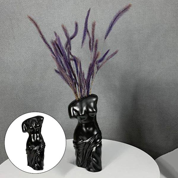 Konst Människokropp Vas Blomkruka Keramisk Växtkruka 18x14.5x31cm Svart