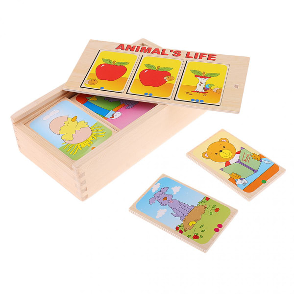 Montessori pedagogiska leksaker i trä Berättelser per karta för att utveckla en logisk ordning för baby