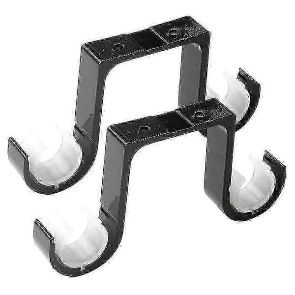 2 stk. sorte takfester i aluminiumslegering for doble gardinstenger, støtter for vindusdekor