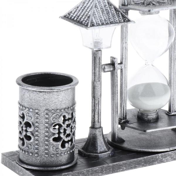 Timglas med inbyggd lampa för sovrumsinredning, Silver