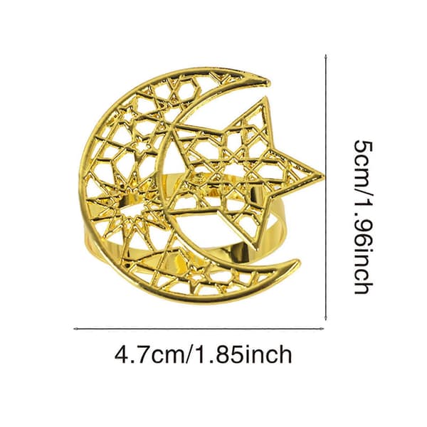 6 stk serviettringer sett uthult måne og stjerne serviettspenner bankett tilbehør elegant spisebordsdekorasjon size