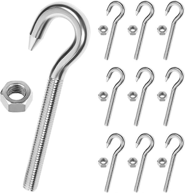 [RM]10 stk. 304 rustfrit stål skrueøjekroge, M6 ringboltkroge, Han