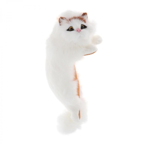 Söt Plysch Katt Konst Skrivbordsleksaker Simulation Katt Figur Staty Hantverk Vit Rak