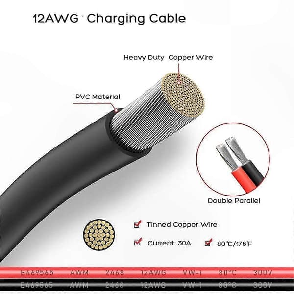 XT60 til 12AWG Bil Lighter Adapterkabel til Strømforbindelse 1.5meter