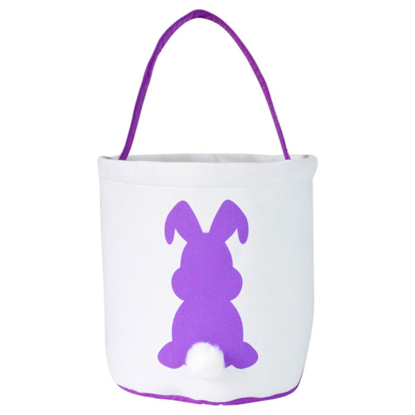 Vikbar Presentpåse Tecknad Polyester Bomull Lätt att Bära Påskhare Presentkorg Festtillbehör Purple