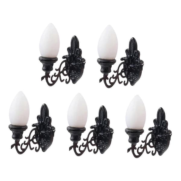 5 x Miniature Model Væglamper Legetøj til Dekoration Børn Sort 26s Black