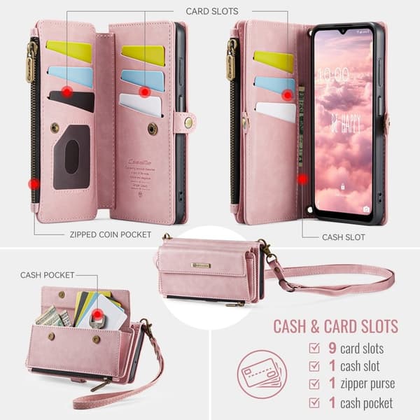 CASEME Kunstlær Lommebokveske til Samsung Galaxy A15 5G - Rosa