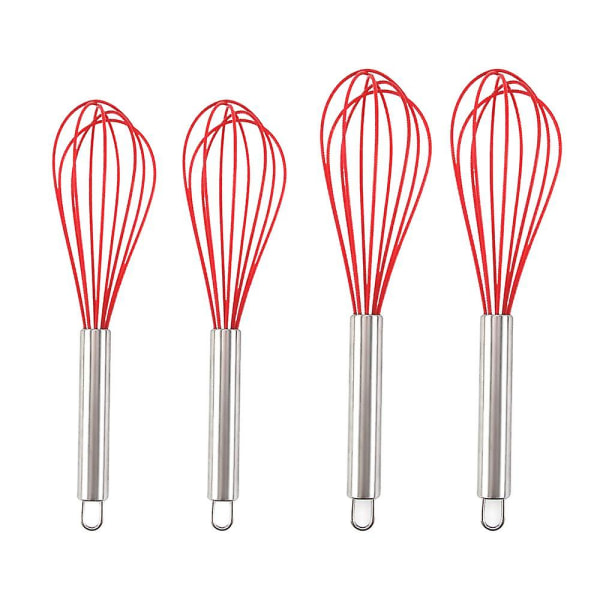 8 tums och 10 tums silikonvispsats om 4, visp ballong äggsås visp för nonstick kokkärl style 1