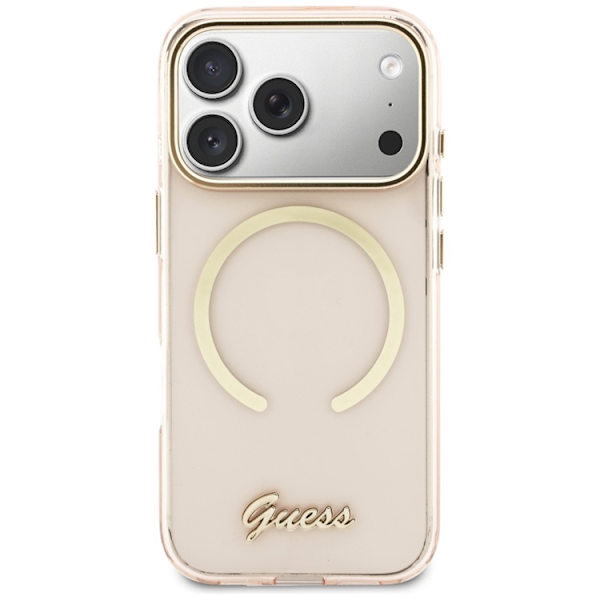 [RM]Guess Mobildeksel til iPhone 17 Pro Max MagSafe IML Gradient Script Metal - Rosa Rosa 120
