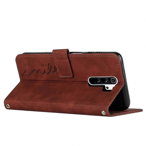 Hjerte mønster læderetui til Redmi Note 8 Pro med Skin Feel Design Brown