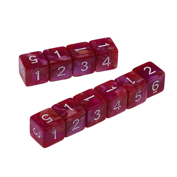 10 st 6-sidiga tärningar d6 polyedriska tärningar för bordsspel dungeons and dragons röd lila