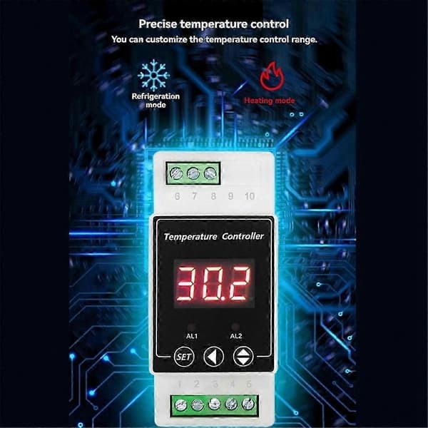 LED-termostaattiohjain DC8-24V 2-tie rele DIN-kiskoasennus