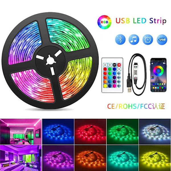 Direktförsörjning LED Strip Set - 5V LED-strip med 24-knapps fjärrkontroll Bluetooth RGB 15m